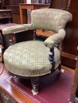 Late Victorian tub chair on turned legs and monks chair