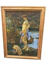 After Henry Scott Tuke, oil on canvas, bathers, 87 x 60cm