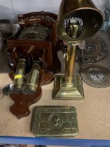 Queen Mary Christmas 1914 box, patent brass lamp, wall clocks and other items