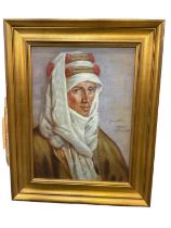 Modern oil on canvas depicting Lawrence of Arabia, 42 x 30cm