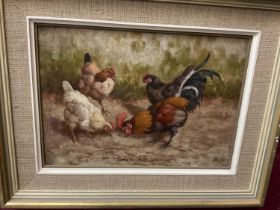 William Barworth (1810-1850) oil on canvas board, Chickens, together with a Regency pencil portrait