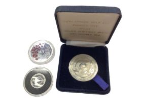 South London Rifle Club silver medallion in fitted case, Elizabeth II 2019 50th Anniversary of Conco