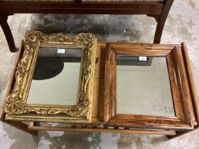 19th century rosewood wall mirror, together with 19th century gilt gesso wall mirror (previously a p