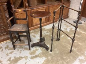 Regency rosewood wine table with turned inverted tulip column on trefoil base and pad feet, Childs e