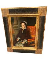 17th century style oil on canvas portrait of Queen Mary I, 40 x 31cm