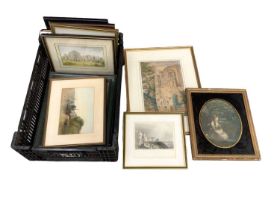 Box of antique and later pictures and prints