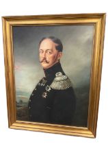 After Frans Kruger, oil on canvas, portrait of Tzar Nicholas I, 80 x 60cm, framed