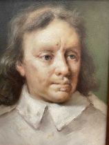 Two oil on canvas depictions of Oliver Cromwell, framed