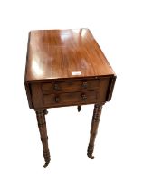 Regency mahogany needlework table with two drawers
