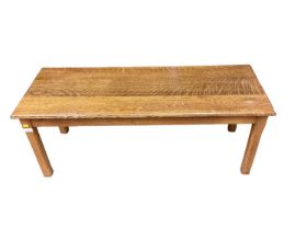 Oak retangular coffee table on chamfered legs 114cm