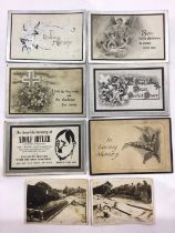 Collection of 1920s/30s memorial cards including "In horrible memory of Adolf Hitler", together with