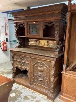 Late 19th century Belgian ornate carved oak buffet