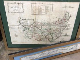Collection of framed antique and later maps