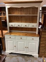 Contemporary painted pine dresser and oak side table