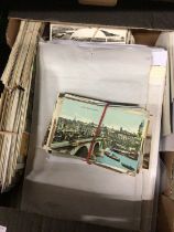 Box of postcards including 66 of London bridges and railway handbills and ephemera