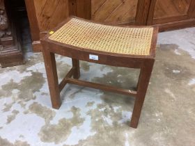 1920s teak dressing stool with caned top retailed by the Army & Navy Stores Calcutta