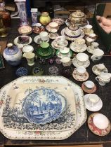 Group of 19th century and later cups and saucers and ceramics