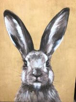 Large over painted canvas print - Hare