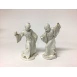 Pair of Nymphenburg figures of Chinese man and woman, in the white