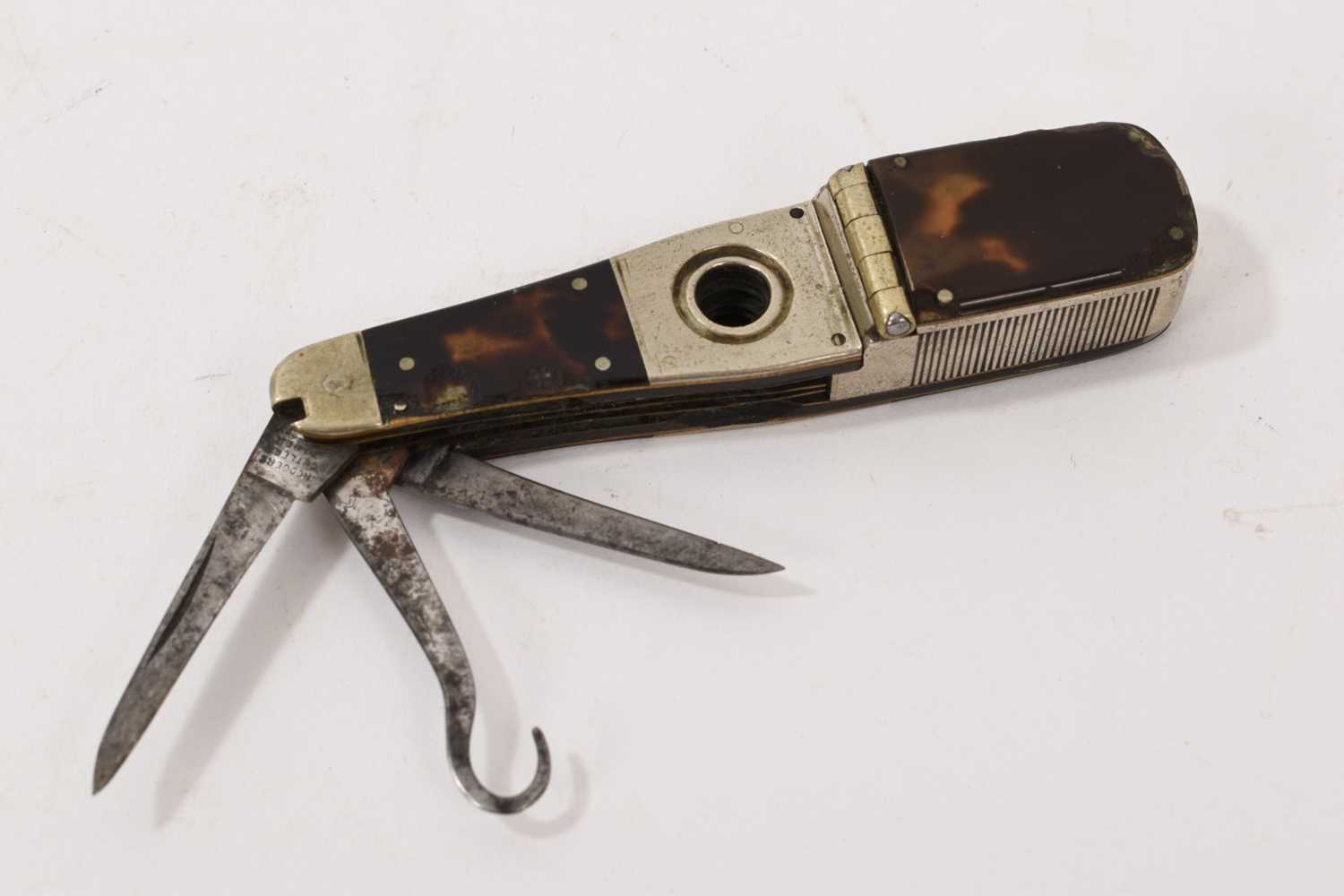 Unusual Victorian combination Vesta case, cigar cutter and multiple bladed pen knife - Image 2 of 2