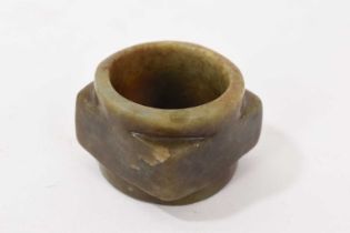 Chinese greenish grey jade Cong of archaic style