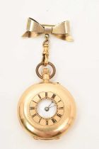 Victorian 18ct gold half hunter keyless fob watch