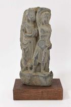 Antique Schist carving of two figures, possibly Gandhara