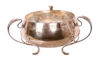 Large Art Nouveau silver three-handled bowl