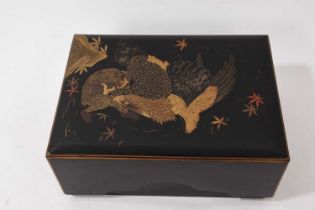 Japanese Meiji period black lacquer box and cover