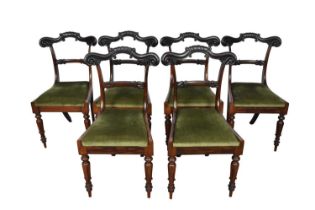 Set of six George IV rosewood dining room chairs with shaped decorative top rail