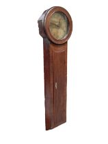 19th century tavern clock with 25cm brass circular dial signed Bullock in long mahogany case with ci