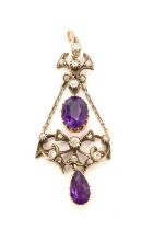 Late Victorian diamond and amethyst pendant