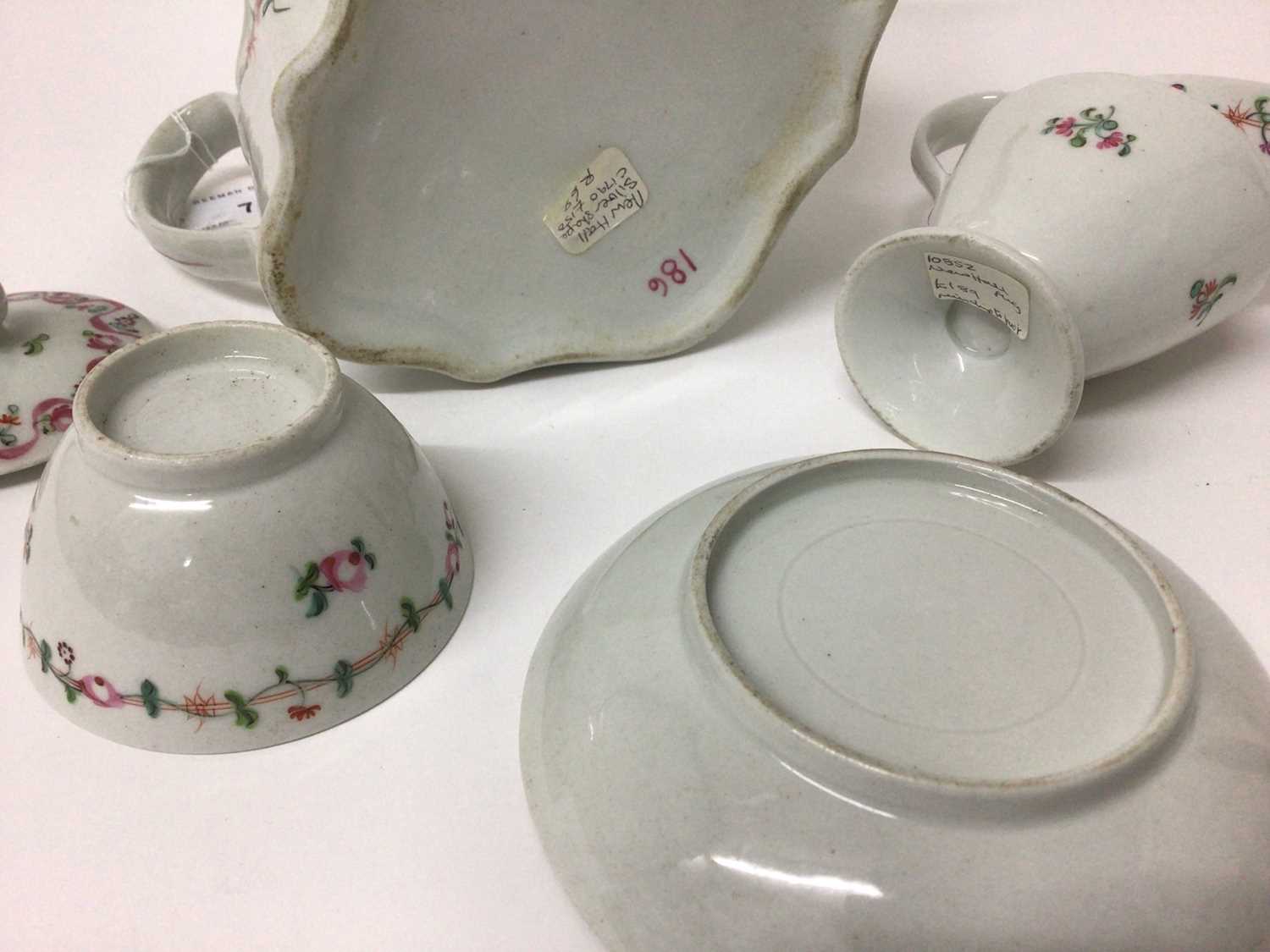 Group of 18th century New Hall 186 pattern porcelain, including a teapot, cream jug, tea bowl and sa - Image 2 of 2