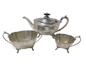 Edwardian Art Nouveau silver three piece tea set