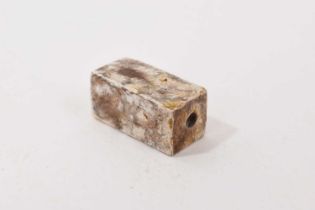 Chinese jade pendant of cubic form and archaic style, with engraved decoration