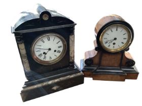 Mid 19th century mantel clock in walnut veneer