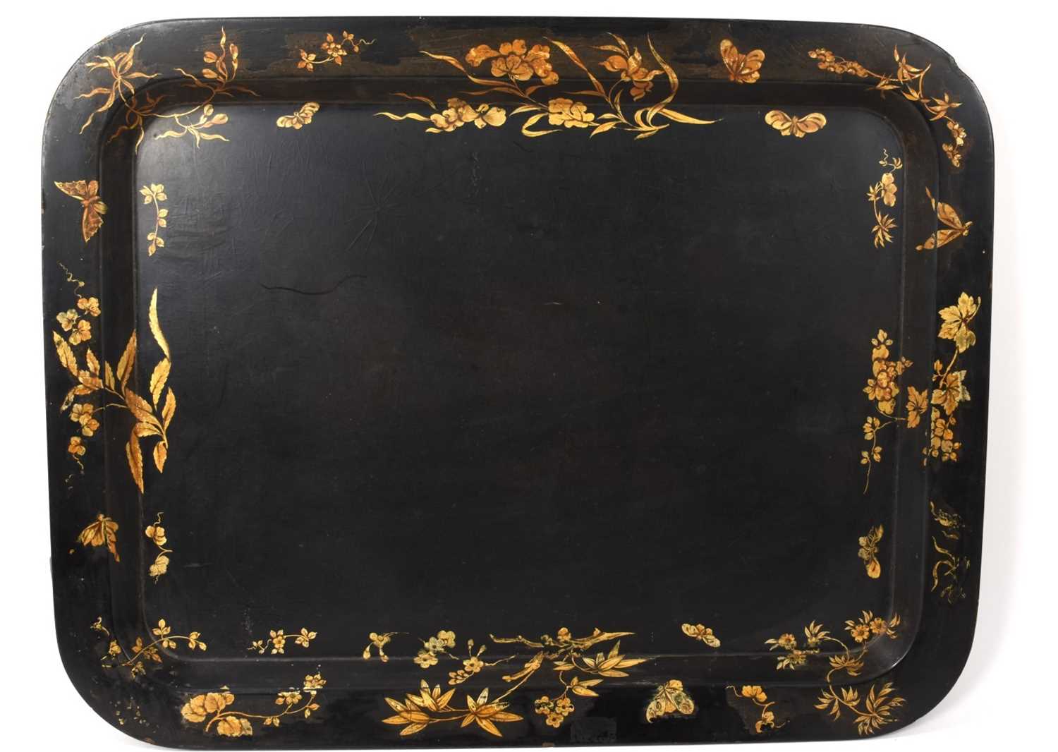 Large Regency period papier mâche tray