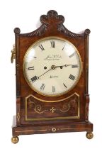 Regency bracket clock by James McCabe, London in Gothic taste mahogany case with brass inlay.