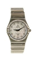 Ladies Omega Constellation diamond and stainless steel wristwatch