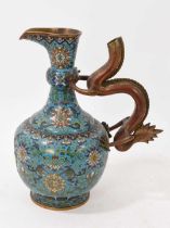 Chinese cloisonné ewer, 19th century, with dragon handle