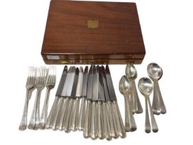 Part service of silver Old English Bright-cut Edge pattern cutlery