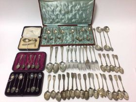 Selection of Georgian and later English and Continental silver flatware