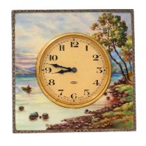 Good quality 1920s American enamelled sterling silver desk clock