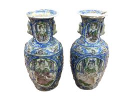 Pair of Persian pottery vases, Qajar