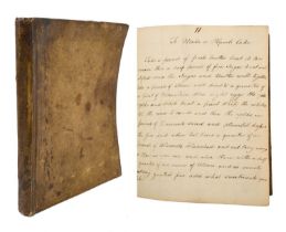 Early 19th century handwritten recipe book, with vellum cover, 20 x 16cm, including recipes such as