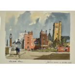 *Edward Wesson (1910-1983) ink and watercolour - Lambeth Palace, signed, 23cm x 30cm, unframed