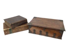 18th/19th century Anglo Indian hardwood and brass mounted bible box, together with a George III bibl