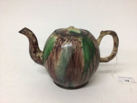 Mid 18th century Whieldon ware globe shape teapot
