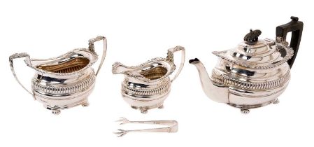 Three piece silver batchelors' teaset