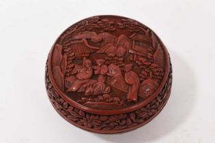 Chinese red cinnabar lacquer box and cover